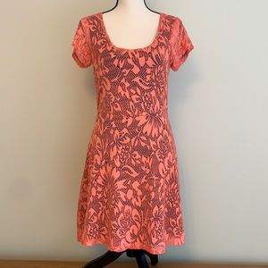 Pink/Navy Lace Imitation Sun Dress